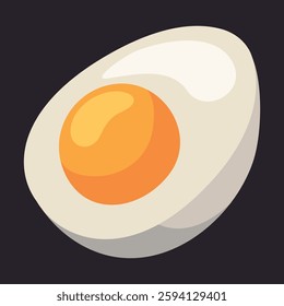 Boiled egg vector design illustration isolated on white background. Egg in eggshell, pieces boiled and fries. Whole and half, sliced eggs with dill.