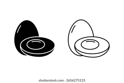 Boiled Egg Vector Glyph or line Icon set,  Minimalist boiled egg icon design. 