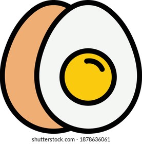 Boiled Egg Vector Icon in Filled Outline Style. Boiled eggs are eggs, typically from a chicken, cooked with their shells unbroken, usually by immersion in boiling water. Vector Icon for App, Web, Logo