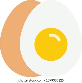 Boiled Egg Vector Icon in Flat Style. Boiled eggs are eggs, typically from a chicken, cooked with their shells unbroken, usually by immersion in boiling water. Vector Icon for App, Web, Logo