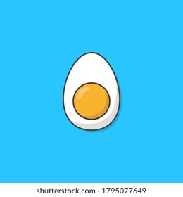Boiled Egg Vector Icon Illustration. Chicken Boiled Egg Food. Half Sliced Egg
