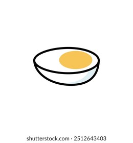 Icono de Vector de huevo cocido. Ilustración minimalista de huevo de gallina. Ideas para el desayuno, alimentación saludable, conceptos de agricultura orgánica.