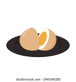 Boiled egg vector. Egg vector on white background. Boiled egg on plate.