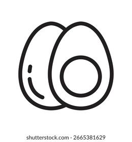 Boiled Egg Vector Outline Icon. EPS 10 File  