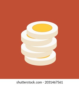 Boiled egg vector. wallpaper. symbol. logo design. Egg on Red background.