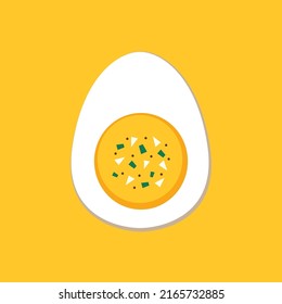 Boiled egg vector. wallpaper. symbol. logo design. egg on yellow background.