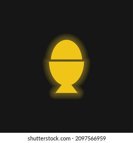 Boiled Egg yellow glowing neon icon