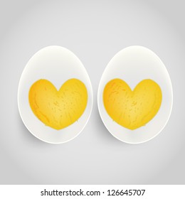 boiled egg with yolk in heart shape