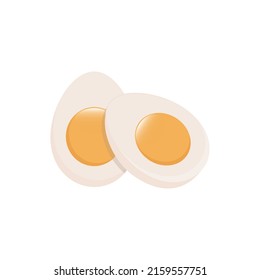 boiled eggs, cutaway eggs, vector illustration isolated on white background