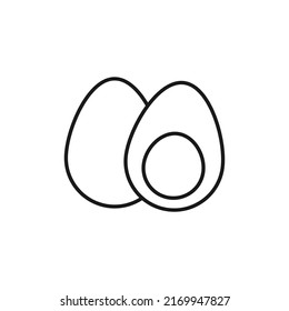 Boiled eggs line icon on white background.