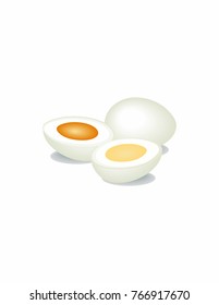 Boiled eggs on white background
