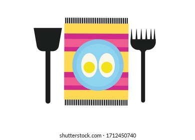 boiled eggs in a plate serving   food design vector illustrator