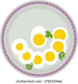 Huevos hervidos En La Ilustración Del Vector De Placas