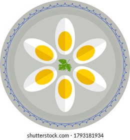 Huevos hervidos En La Ilustración Del Vector De Placas