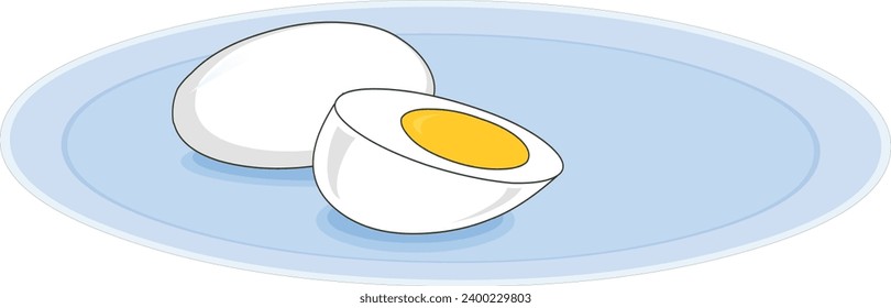 Boiled eggs in a plate vector illustration