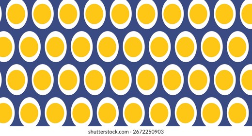 Boiled eggs seamless pattern wallpaper on background, Simple flat design, Vector illustration
