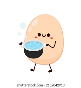 Boiled eggs vector. Egg character design. Hot pot vector.