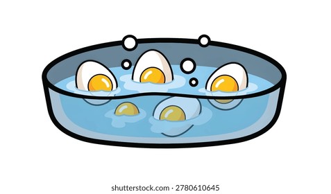 boiled eggs in water 3d