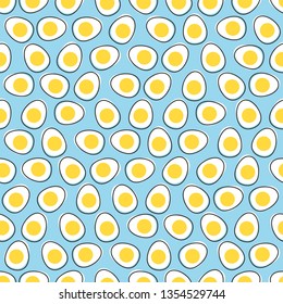 Boiled eggs with yolk background. Vector seamless pattern.