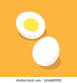 Boiled eggs with yolk cartoon vector illustration. Breakfast food.