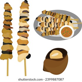Boiled golden apple snail river cooked for Asian food in Thailand.snail nautilus ammonite with spicy chili sauce