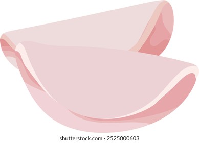 Boiled Ham Slices Illustration Isolated on White Background	