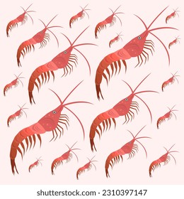 Boiled krill flat vector illustration. Cute delicious boiled nature marine krill prawn cartoon vector illustration for graphic design and decorative element