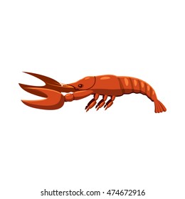 Boiled lobster icon in cartoon style isolated on white background
