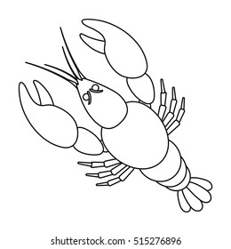 Boiled lobster icon in outline style isolated on white background. Oktoberfest symbol stock vector illustration.