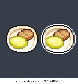boiled potato in pixel art style