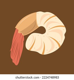 Boiled prawn flat vector illustration. Cute seafood boiled prawn cartoon vector illustration for graphic design and decorative element