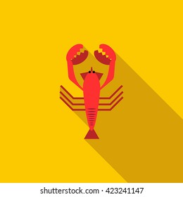 Boiled red crayfish icon, flat style
