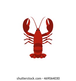 Boiled red crayfish icon in flat style isolated on white background