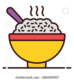 Boiled rice icon in flat style, cooked rice vector 