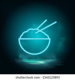Boiled rice vector neon icon. Food blue neon illustration. Boiled rice vector neon icon
