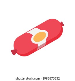 Boiled or salami sausage in red package isometric icon 3d vector illustration