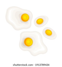 Boiled and Scrambled Eggs as Breakfast Ingredients Vector Illustration