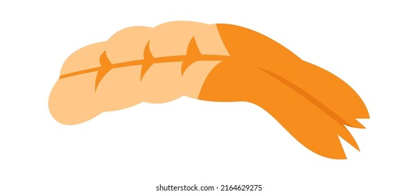 Boiled shrimp tail Japanese Food. Vector illustration