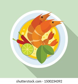 Boiled shrimp thai icon. Flat illustration of boiled shrimp thai vector icon for web design
