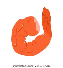 Boiled shrimp without a head flat vector isolated on a white background