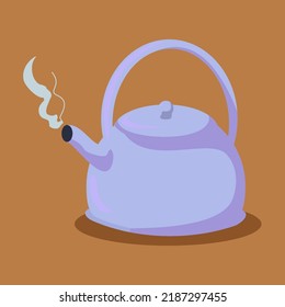 boiled teapot on brown background icon vector illustration