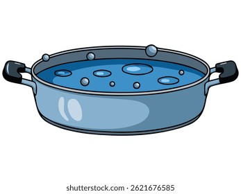 boiled vegetable soup pot meal isolated vector illustration on white background