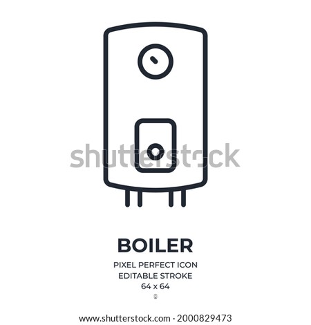 Boiler editable stroke outline icon isolated on white background flat vector illustration. 