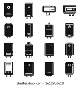 Boiler gas icons set. Simple set of boiler gas vector icons for web design on white background