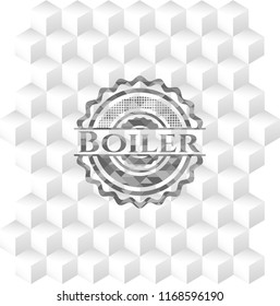Boiler grey emblem with geometric cube white background