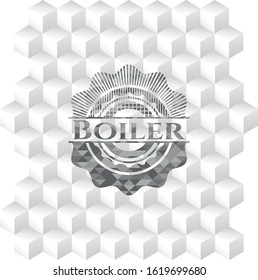 Boiler grey emblem with geometric cube white background