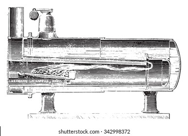 Boiler has fixed mid-removable home, vintage engraved illustration. Industrial encyclopedia E.-O. Lami - 1875.