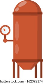 Boiler for heating water. Red tank. Element of the house, bath and toilet system. Sanitary engineering. Cartoon flat illustration