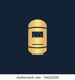 Boiler icon flat. Simple gold pictogram on dark background. Vector illustration symbol