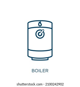 boiler icon. Thin linear boiler outline icon isolated on white background. Line vector boiler sign, symbol for web and mobile